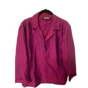 Chico’s 100% silk magenta button down blouse